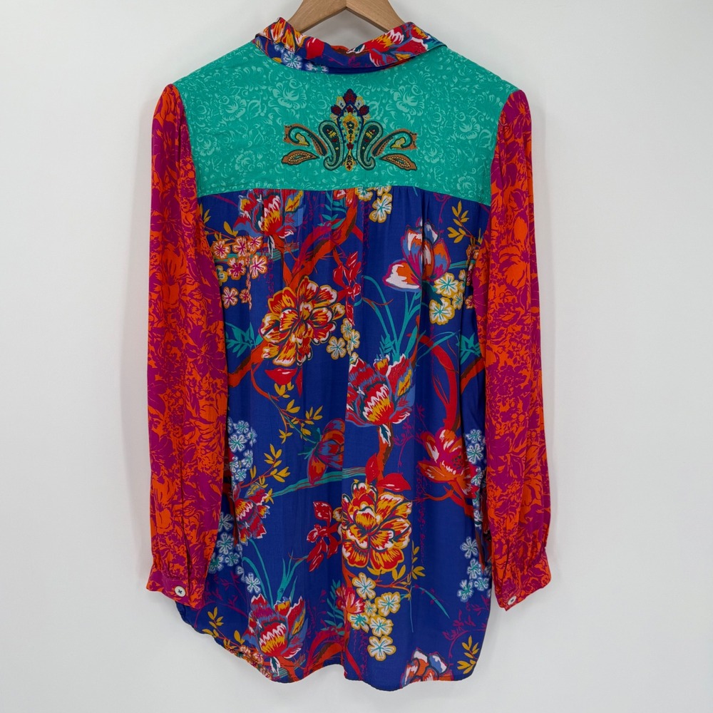 Soft Surroundings Hermosa Tunic Top Large Boho‎ Floral Patchwork Embroidered - Picture 2 of 7